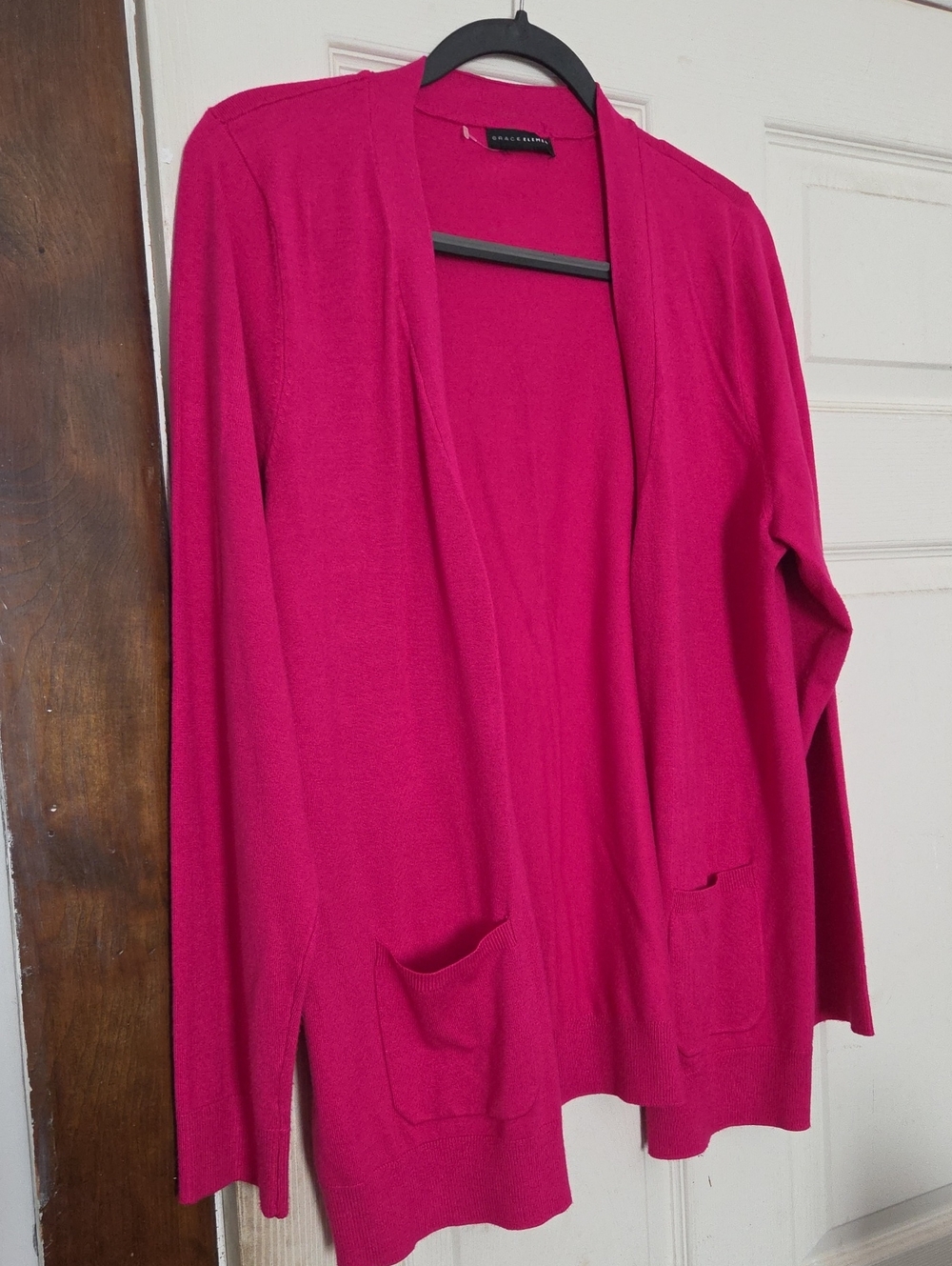 Grace Elements W. Buttons Fuchsia Pink Cardigan. Large Like New